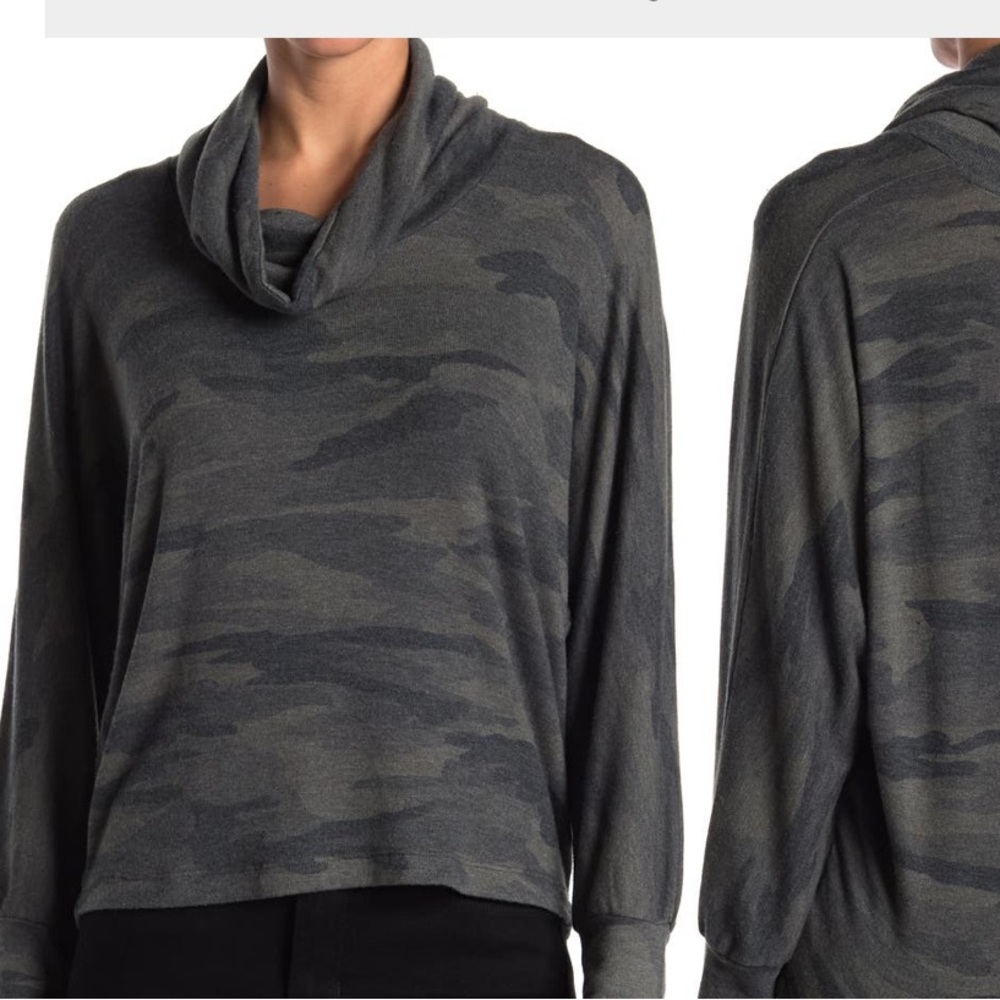Splendid Camo Print Women's Sweatshirt top batwing sleeves